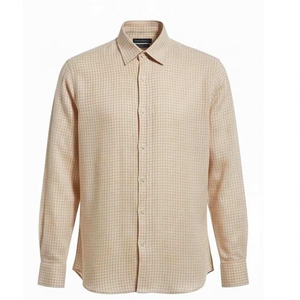 Banana Republic 100% Linen Mens size Large Euro Summer Beach Resort‎ Button Down